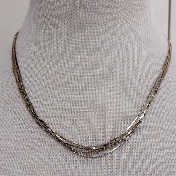 Silver & Gold Tone Multiple Layer Necklace - Picture 1 of 7